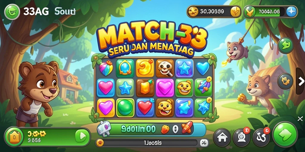 Tampilan gameplay menarik dari permainan Match-3.