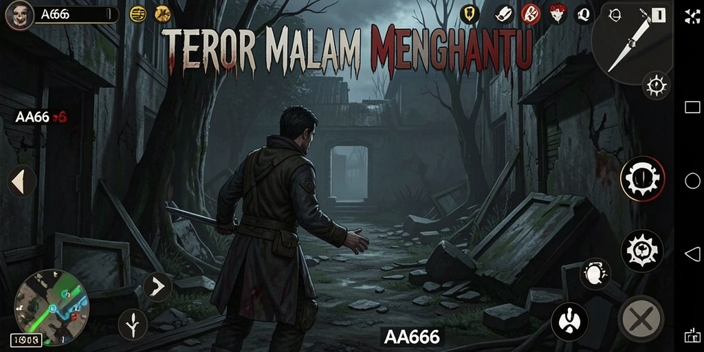 Screenshot dari gameplay AA666 yang menampilkan suasana Horror yang mencekam.