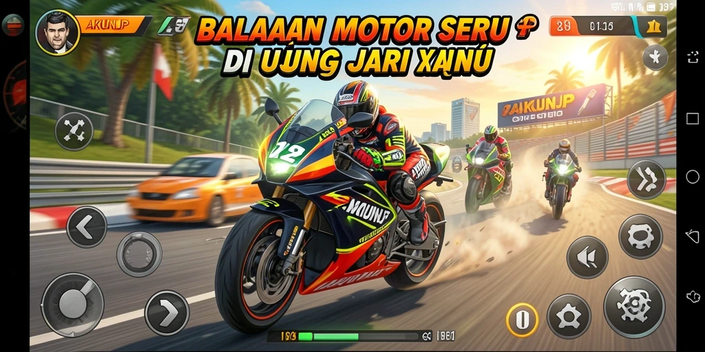 Gameplay seru di AKUNJP dengan grafik memukau dan balapan menegangkan.