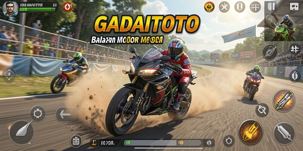 Tampilan gameplay seru dalam GADAITOTO saat balapan.