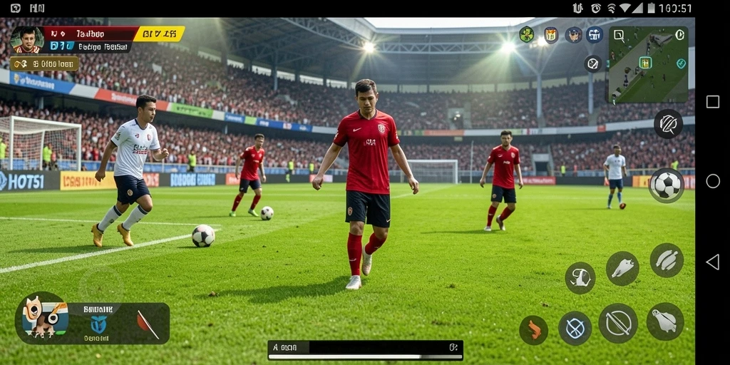 Tampilan menarik dari gameplay sepak bola yang seru dalam HOT51.