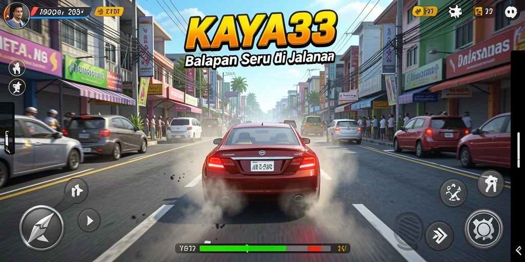 Tampilan gameplay KAYA33 dengan aksi balap yang mendebarkan.