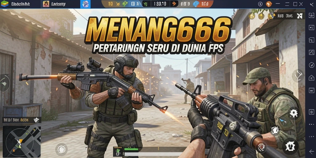 Tangkapan layar utama MENANG666 menampilkan aksi seru dalam mode FPS.