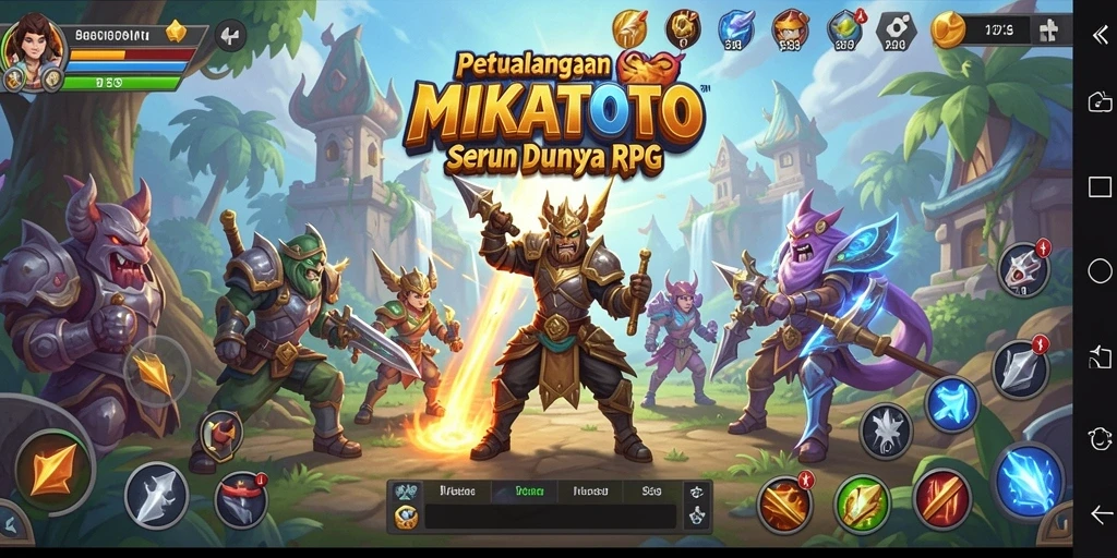 Tangkapan layar menampilkan pertarungan epik dalam game RPG MIKATOTO.