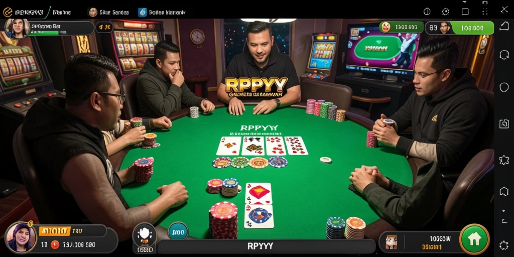 Screenshot utama RPYYY menampilkan gameplay Poker yang seru dan menegangkan.
