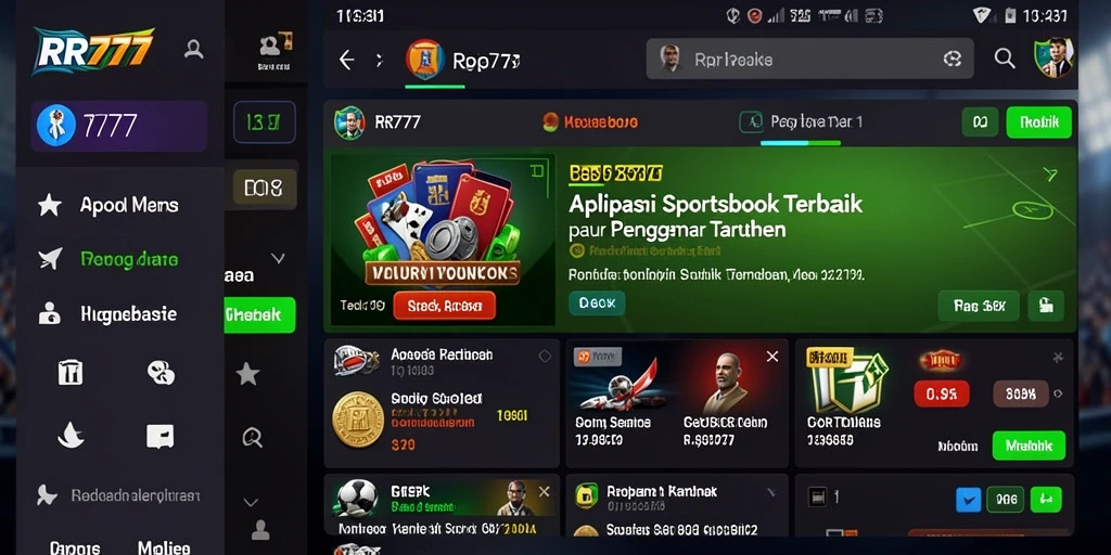 Tampilan permainan taruhan langsung di aplikasi RR777.