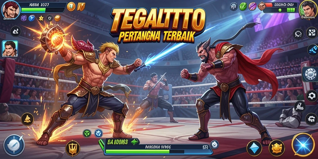 Screenshot pertarungan mendebarkan TEGALTOTO dengan karakter yang beraksi.
