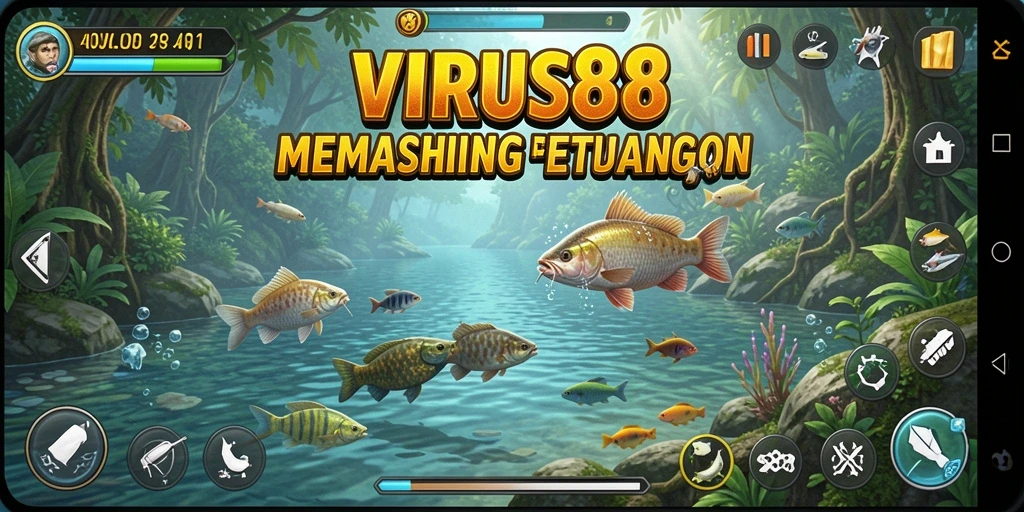 Tangkapan ikan yang menakjubkan dalam VIRUS88 saat gameplay berlangsung.